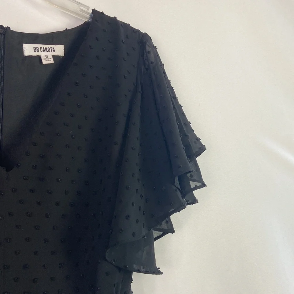 BB Dakota Black Ruffle Trim Belted Mini w/ Shorts Dress - Picture 6 of 16